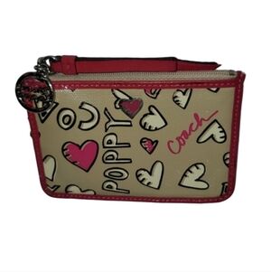 Coach Poppy Heart Print Card Case Wallet